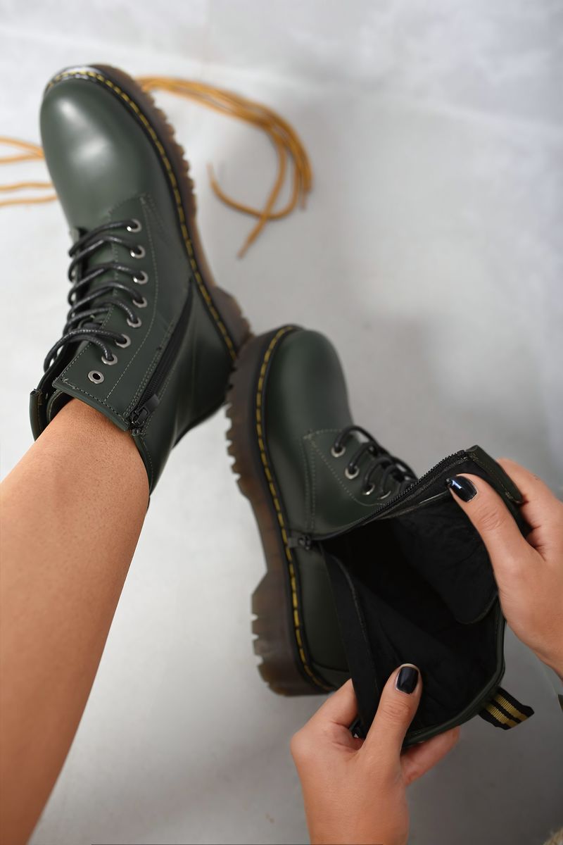 Combat Lace Up Side Zip Platform Chunky Boots