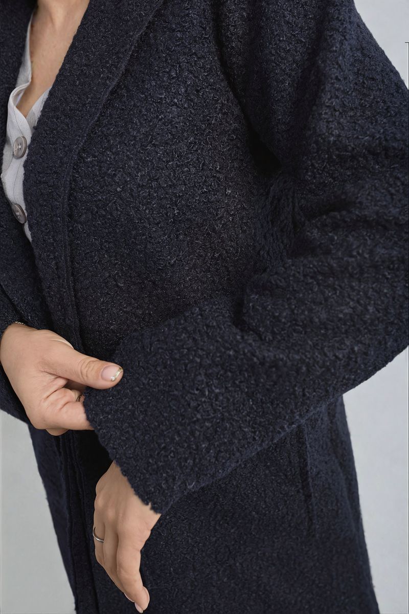 Buttoned Textured Jacket with Front Pockets