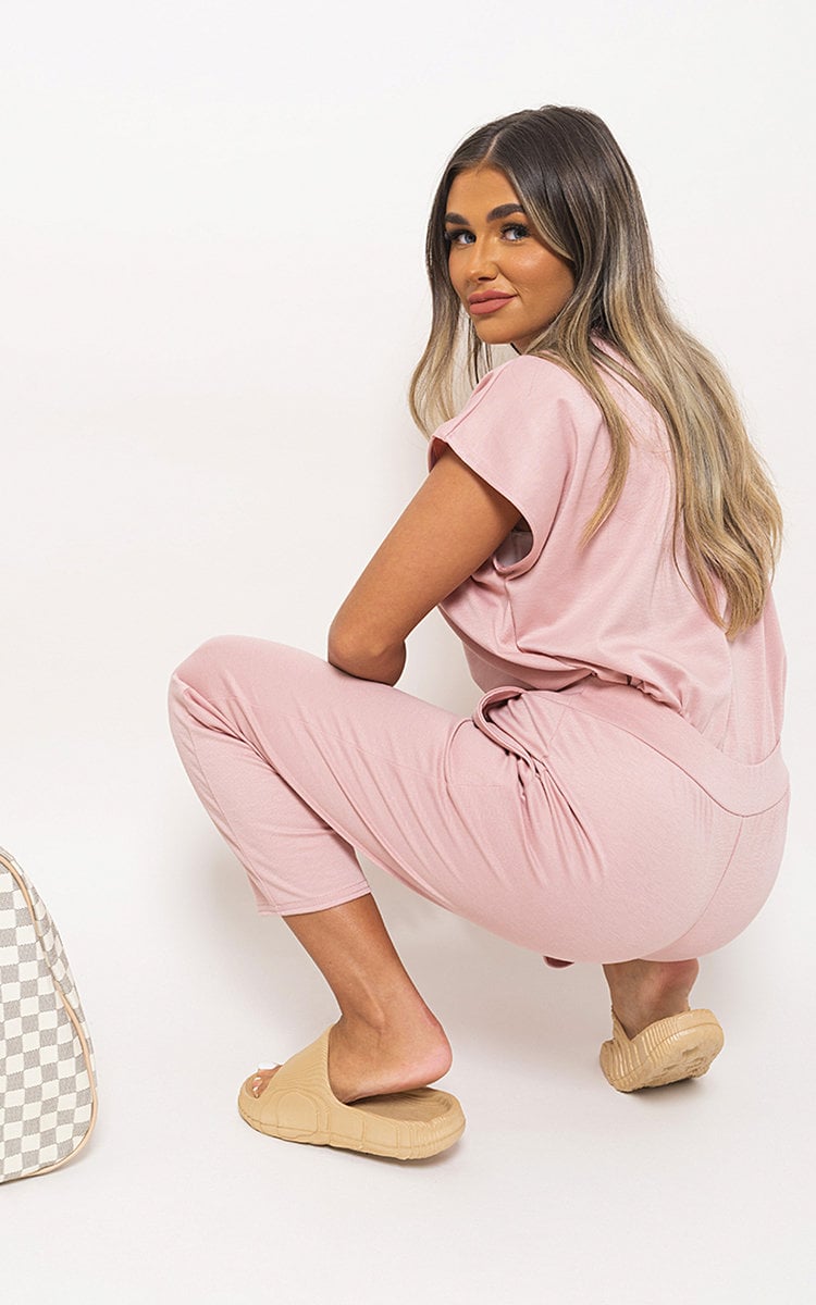 Short Sleeve Boxy Lounge Wear Co-ord Set-12