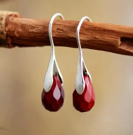 Jasper Drop Earrings Red-0