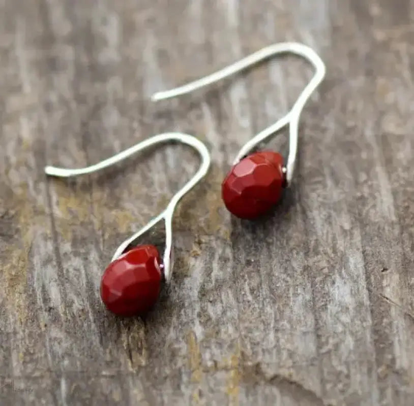 Jasper Drop Earrings Red-2