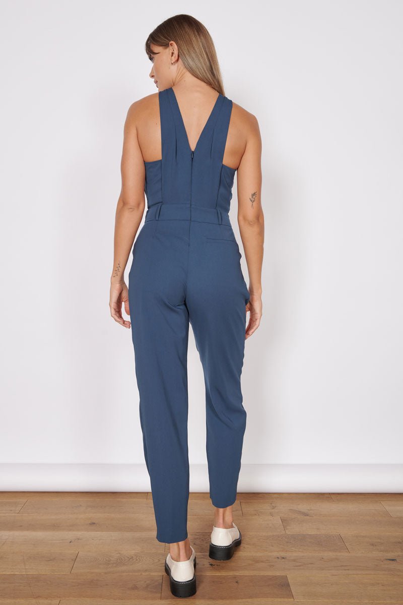 Renee Navy High Cross Neck Tailored Jumpsuit-2