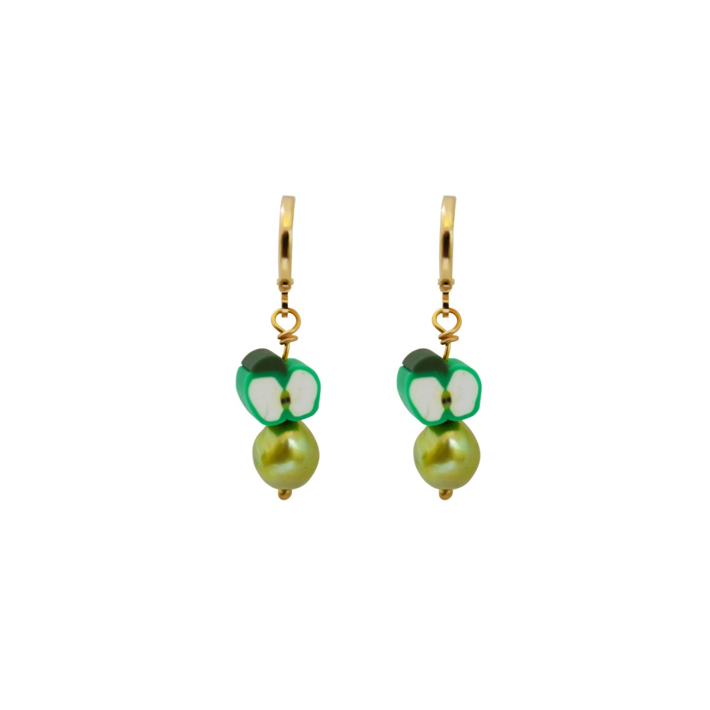 Green apples and green freshwater pearl earrings | by Ifemi Jewels-3