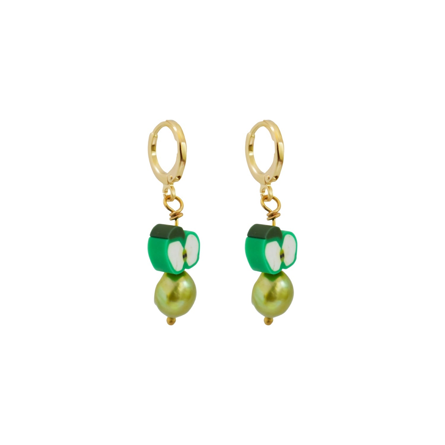 Green apples and green freshwater pearl earrings | by Ifemi Jewels-4