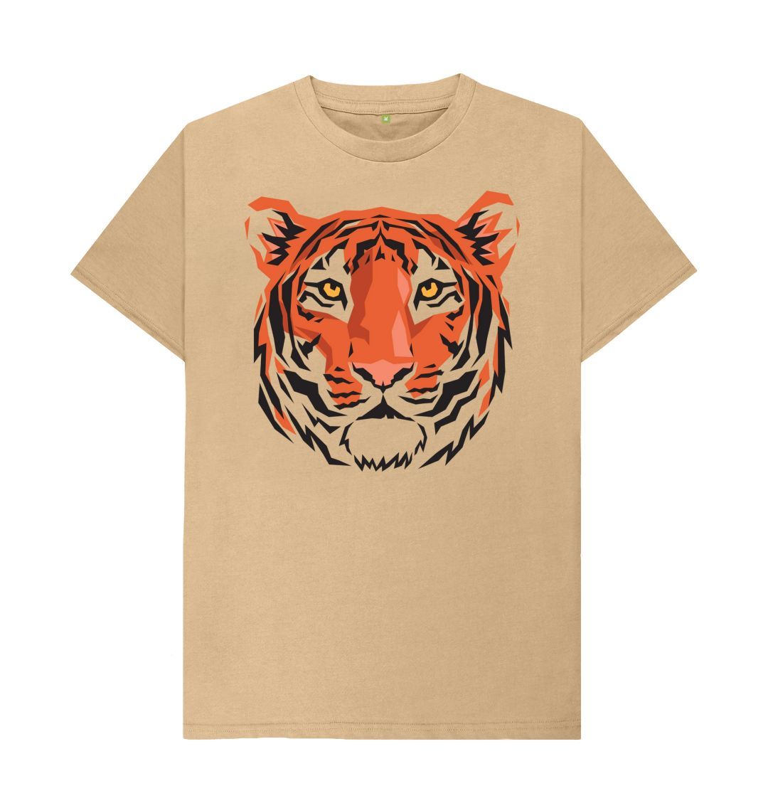 Sand Unisex Tiger Head Print T-Shirts