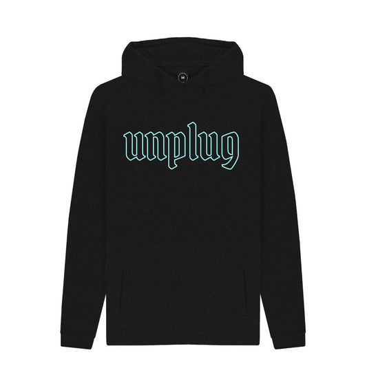 Black Men's Unplug Print Hoodie