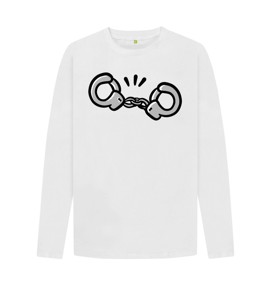 White Men Empower cuff Print long Sleeve T-Shirt