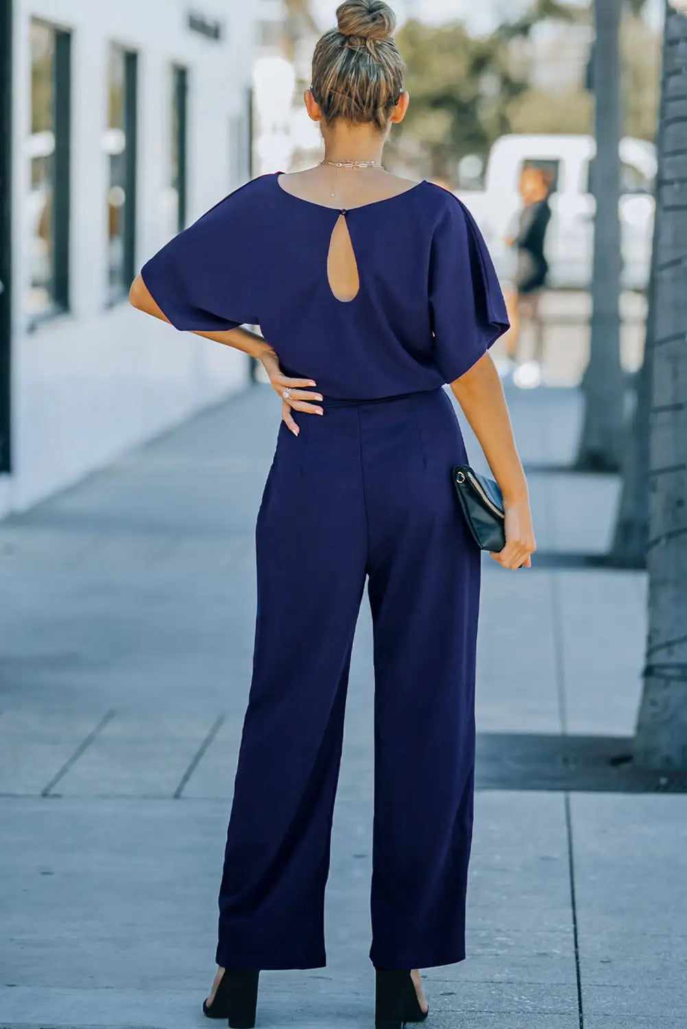 Red Belted Wide Leg Jumpsuit-15