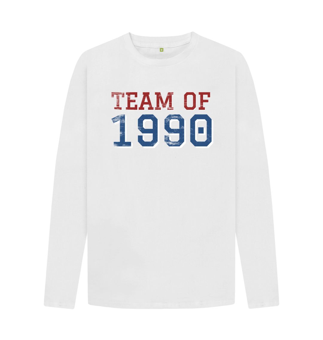 White TEAM OF 1990 Print Men's Jumper