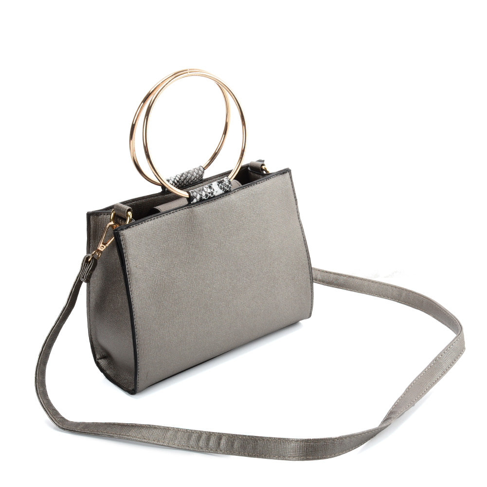 SY2175 SILVER - Generous Snakeskin Bag With Ring Handle-2