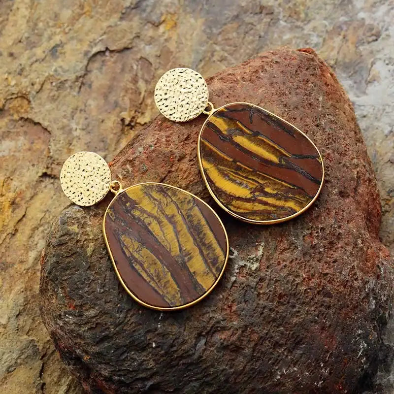 Tiger Eye Dangle Earrings-2