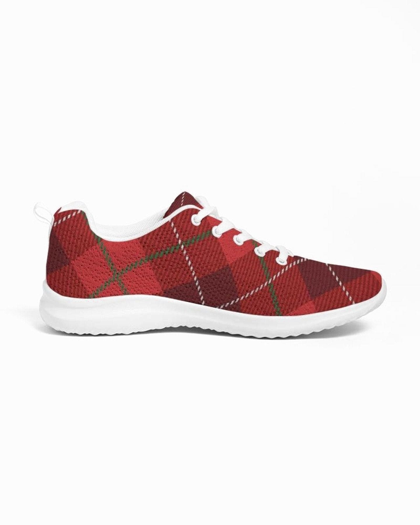 Womens Sneakers - Red Plaid Canvas Sports Shoes / Running-20