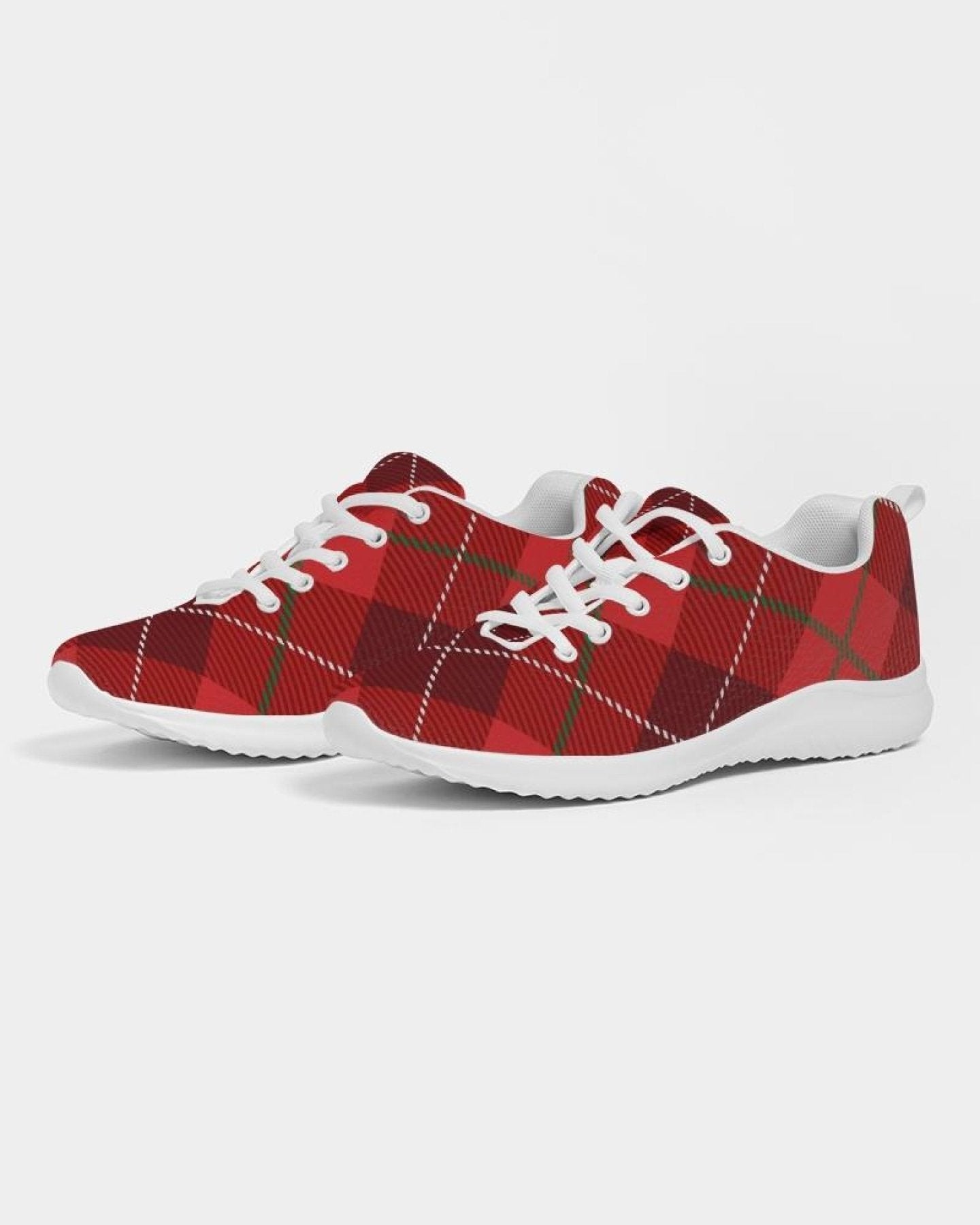 Womens Sneakers - Red Plaid Canvas Sports Shoes / Running-18