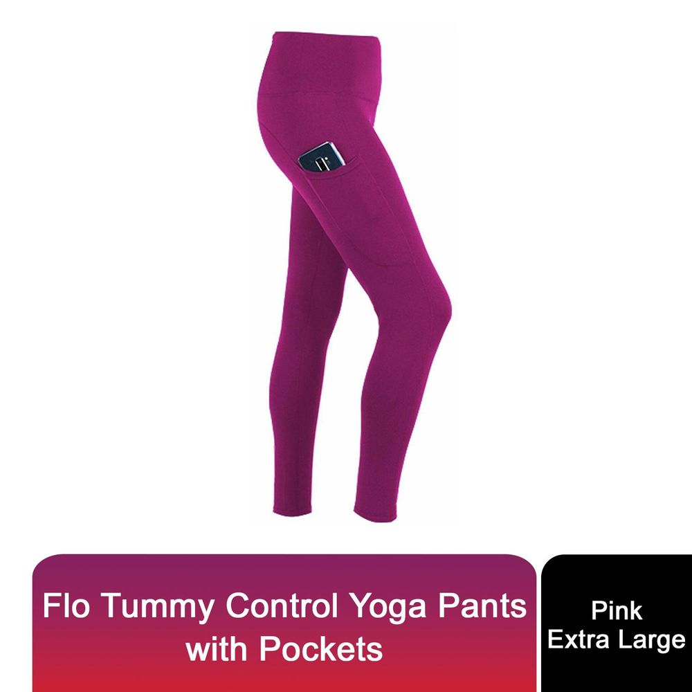 Flo Women's Tummy Control Sports Yoga Pants with Hidden Waistband Inner Pockets