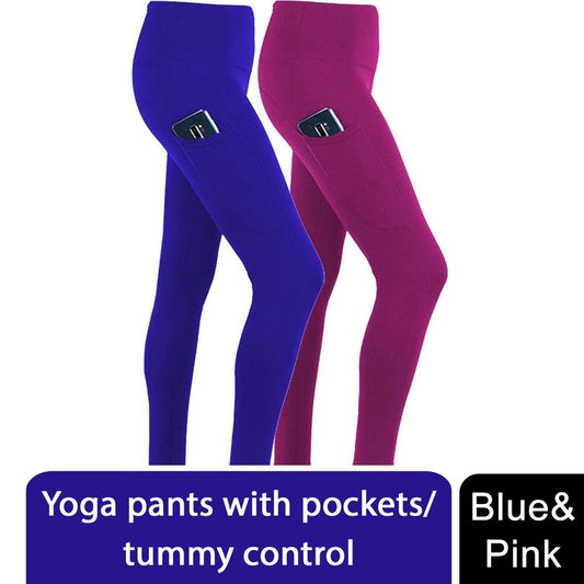 Flo Women's Tummy Control Sports Yoga Pants with Hidden Waistband Inner Pockets