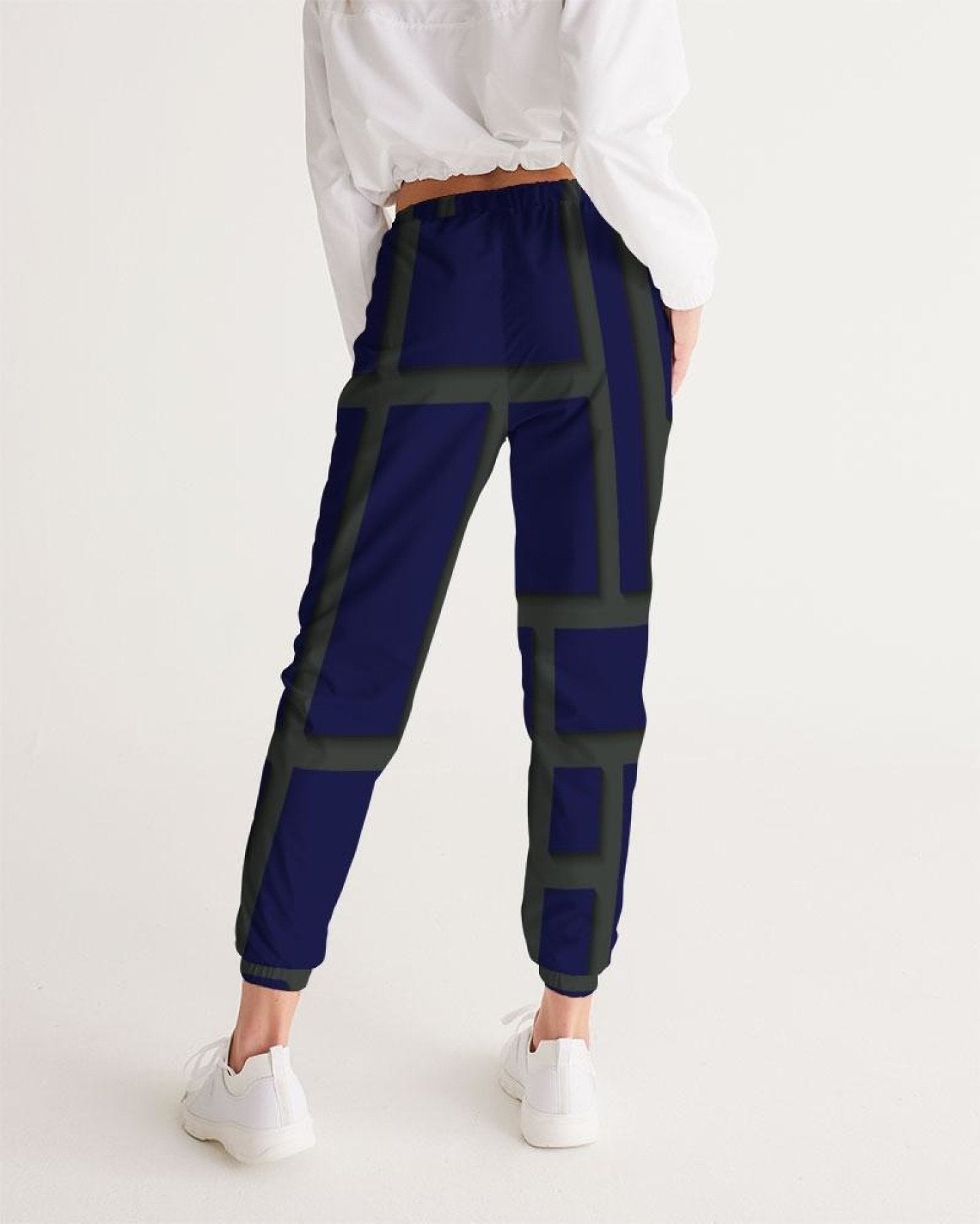 Womens Track Pants - Blue & Green Geometric Graphic Sports Pants-7