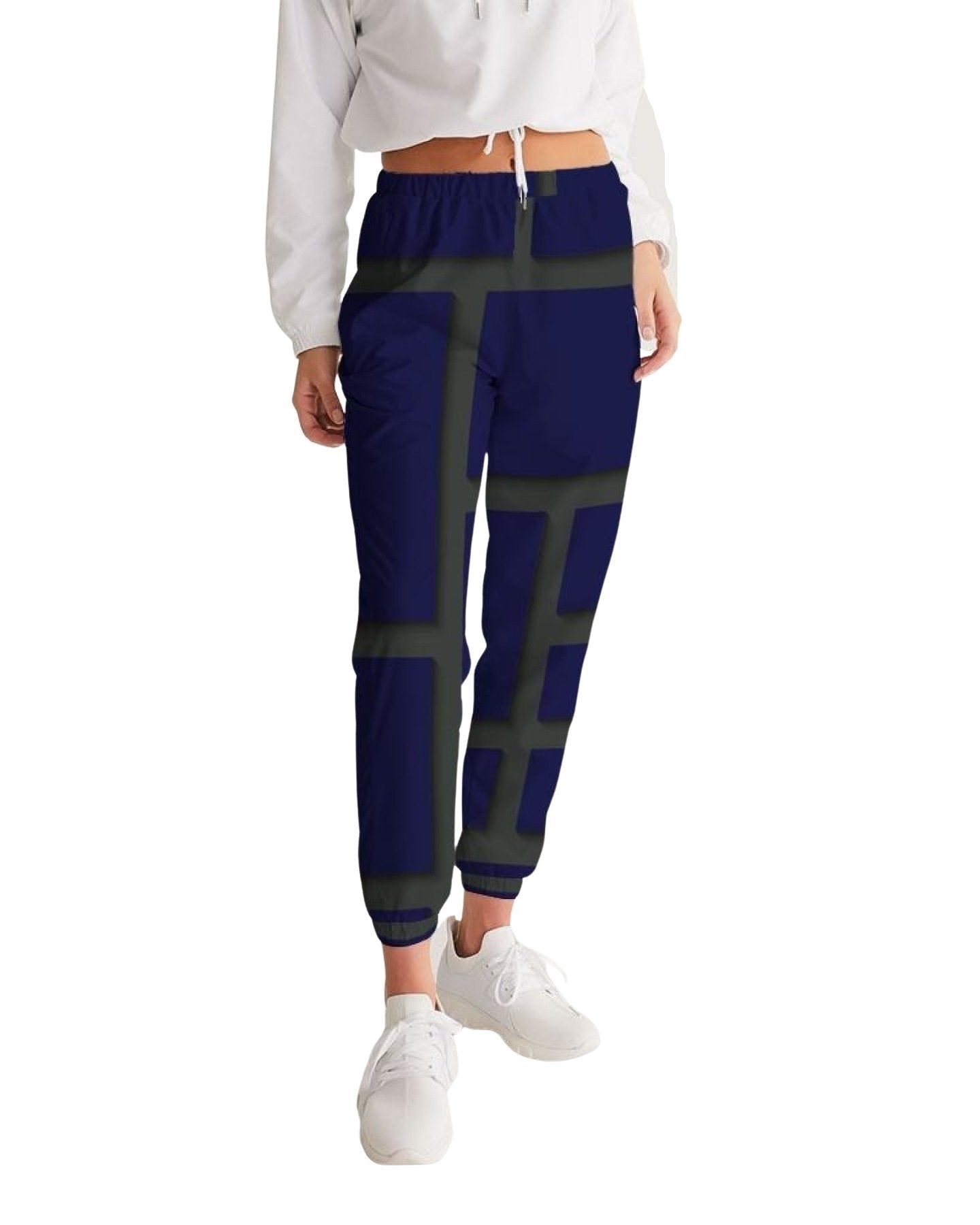 Womens Track Pants - Blue & Green Geometric Graphic Sports Pants-6