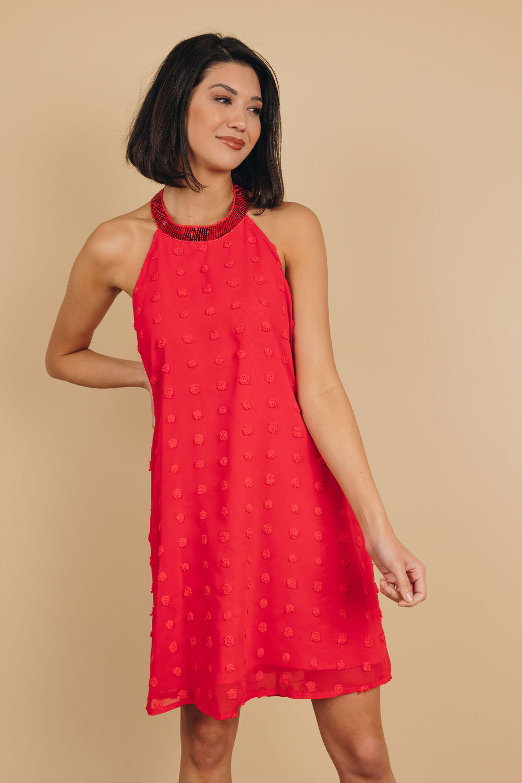 Raquel Sleeveless Pompom Mini Dress-4