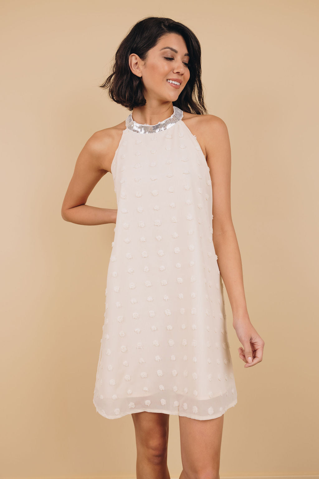 Raquel Sleeveless Pompom Mini Dress-12