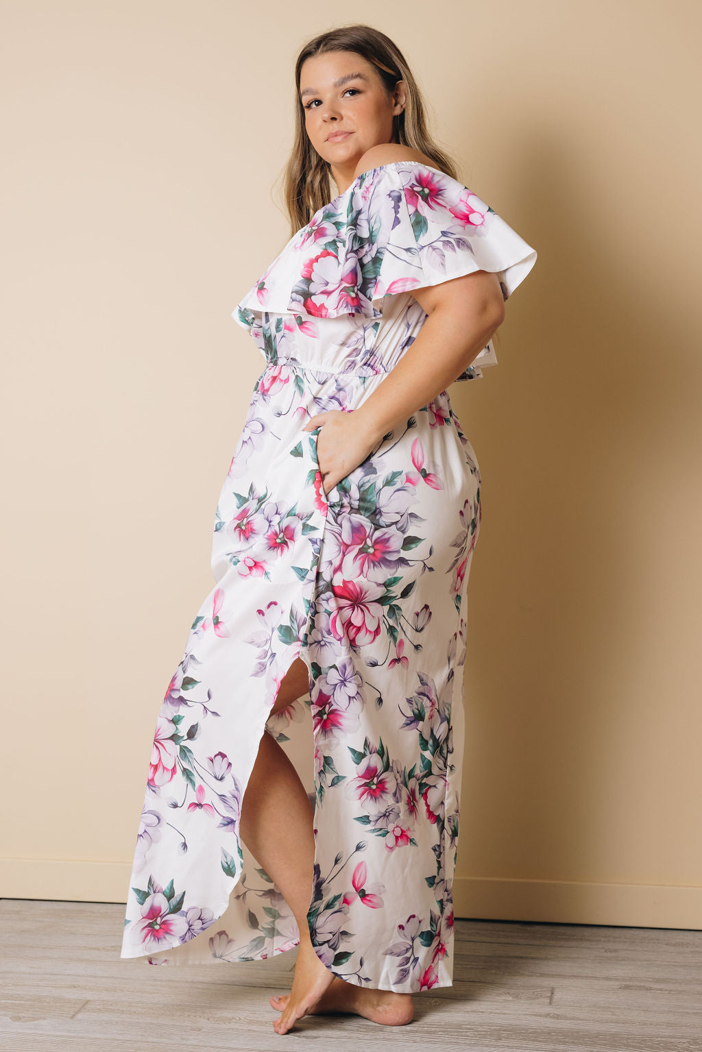 Plus Size - Shanon Off The Shoulder Floral Dress-6