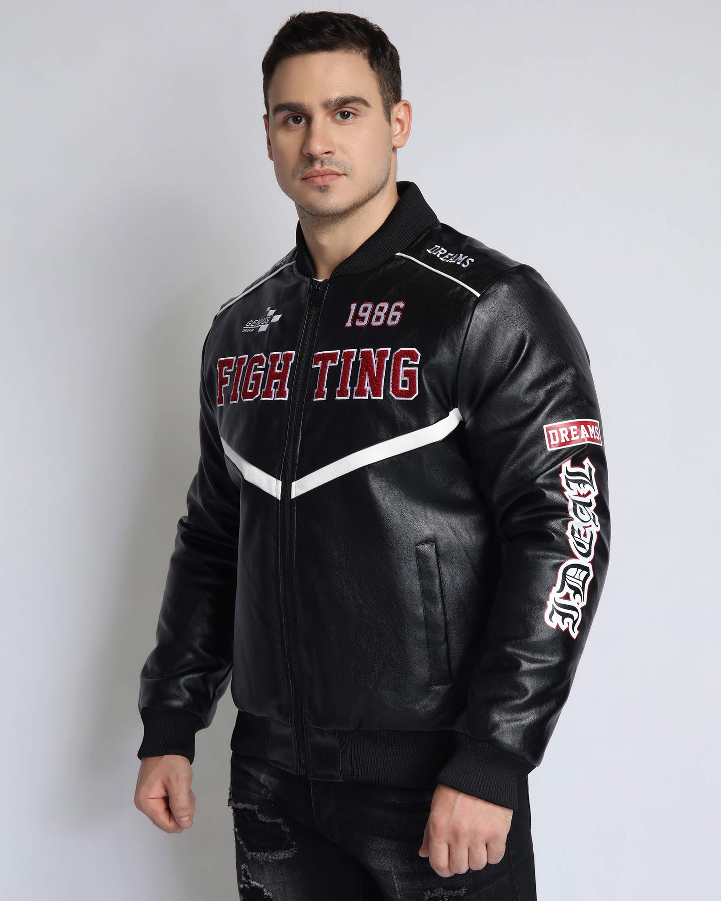 Baseball Jacket with Ribbed Collar