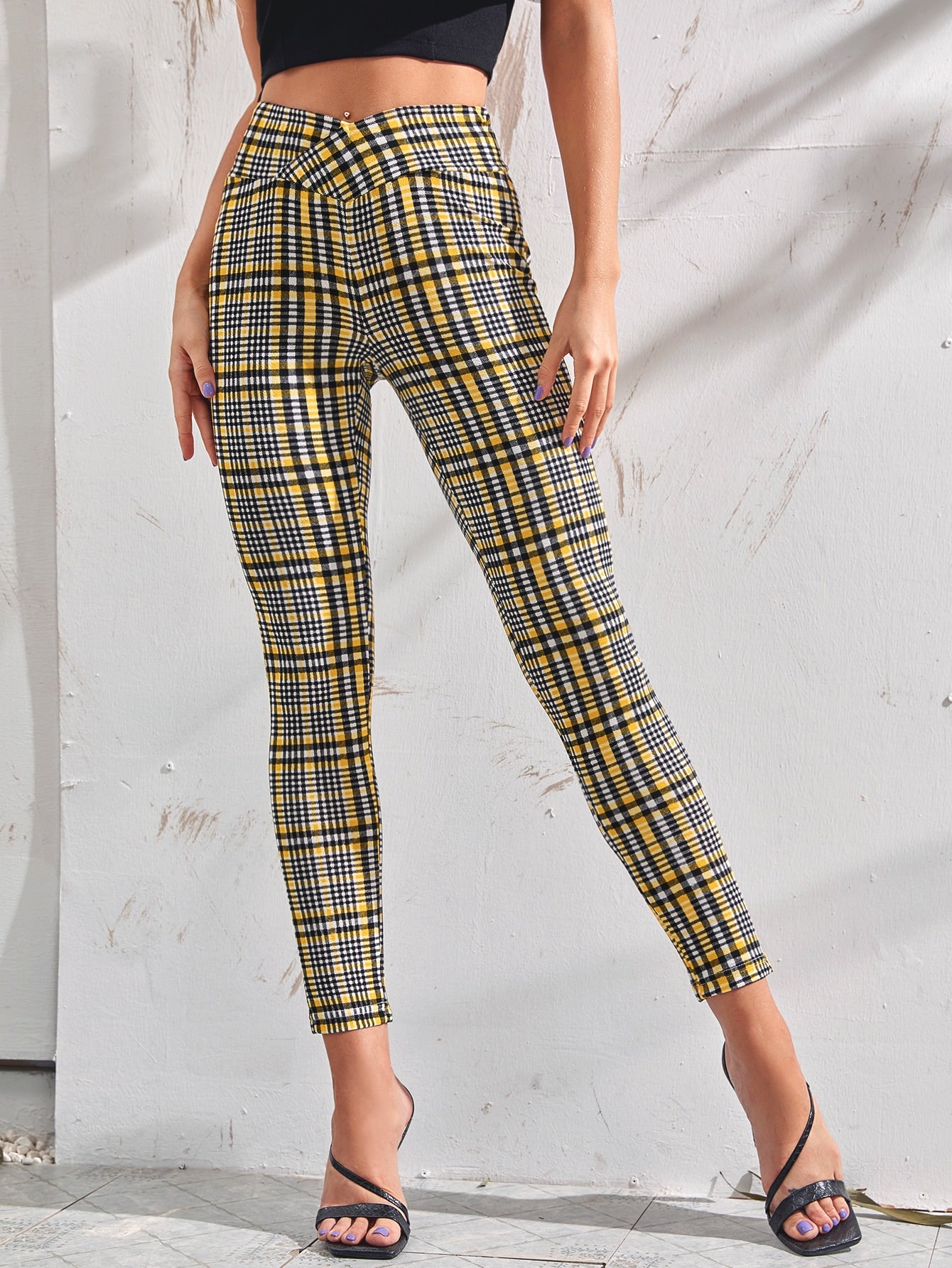 Priv Plaid Overlap Waistband Trousers