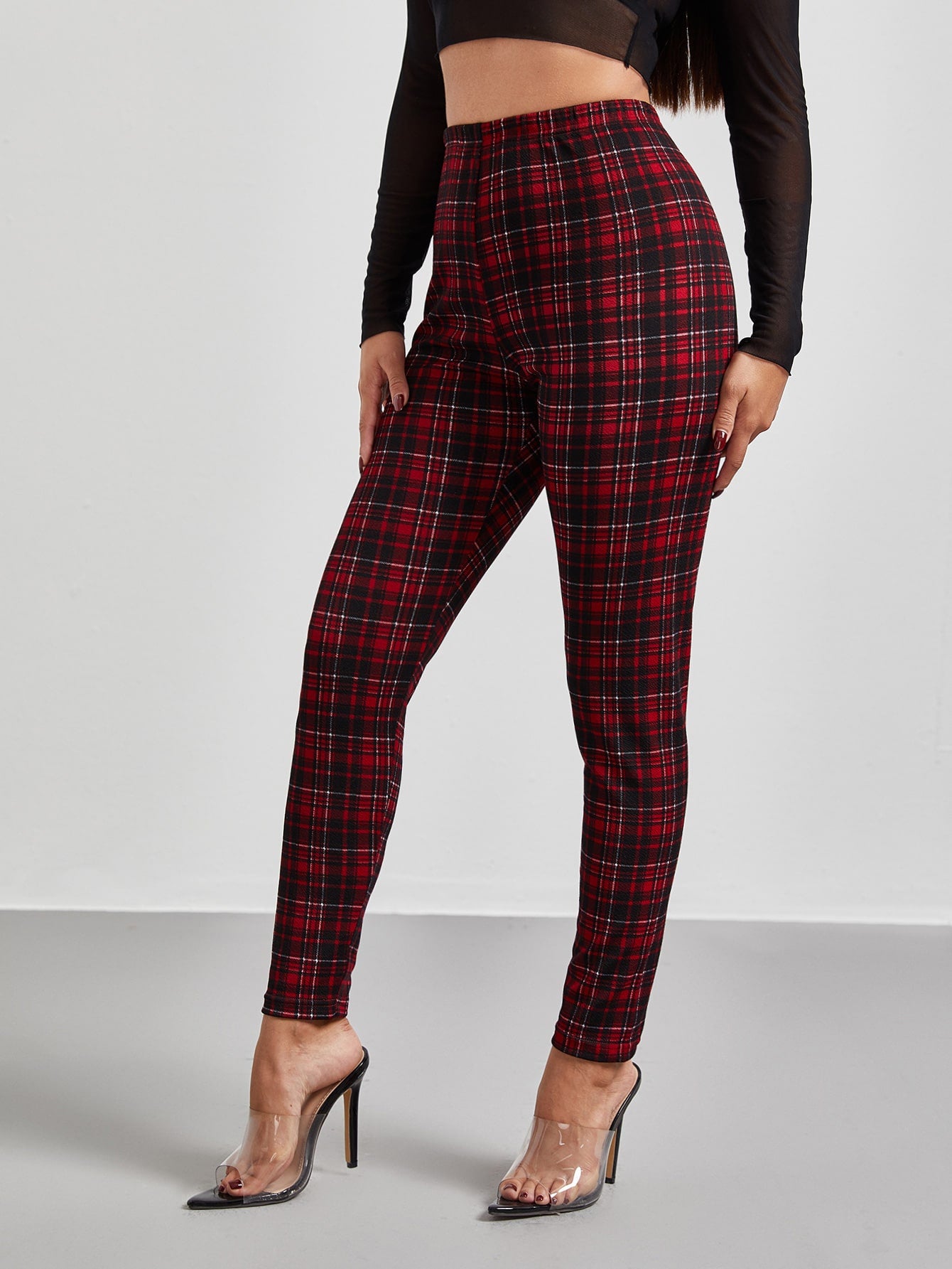 Essnce High Waist Plaid Leggings