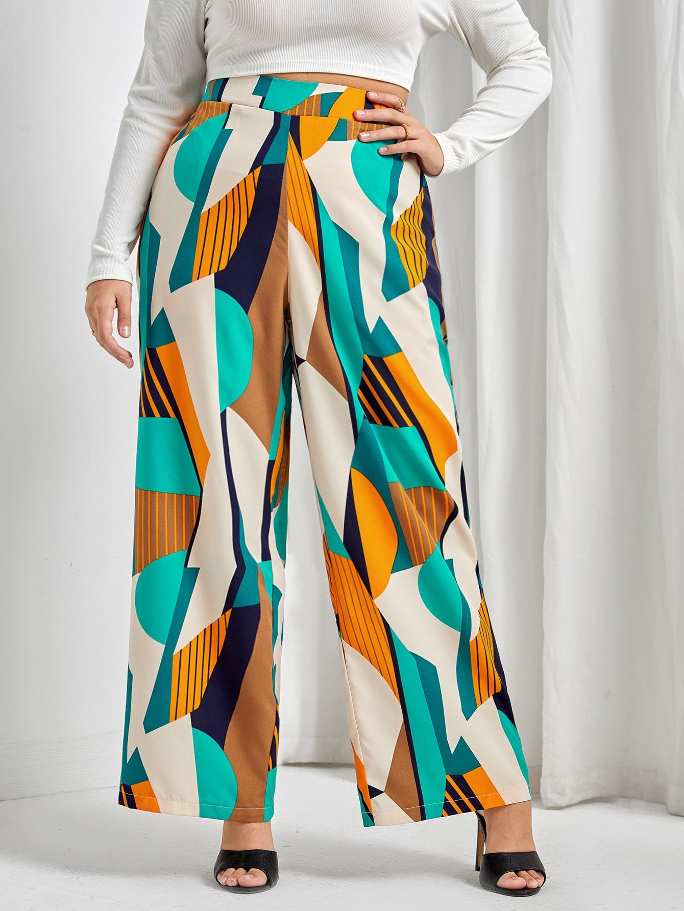 Clasi Plus Geo Print Wide Leg Trousers