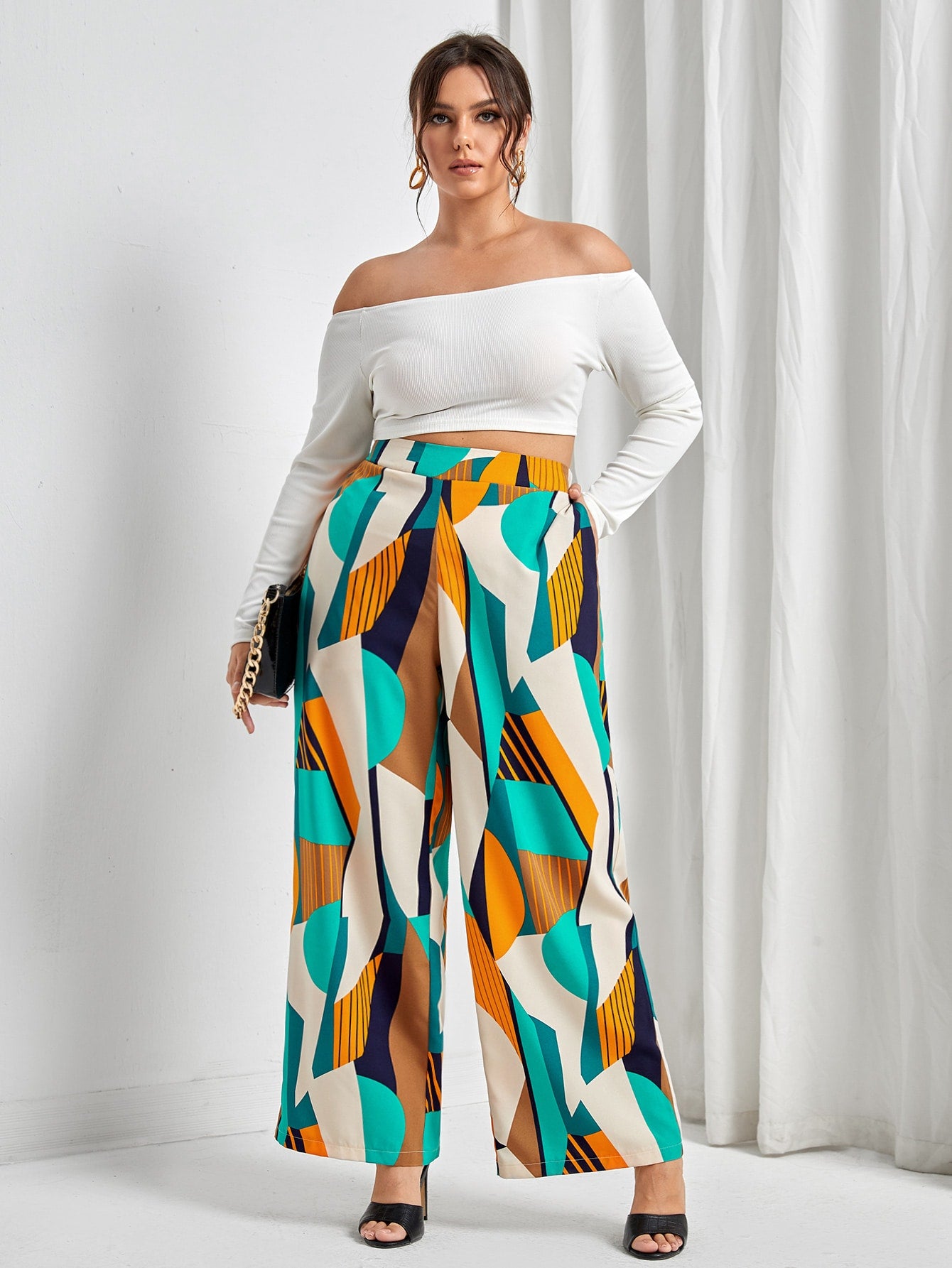 Clasi Plus Geo Print Wide Leg Trousers