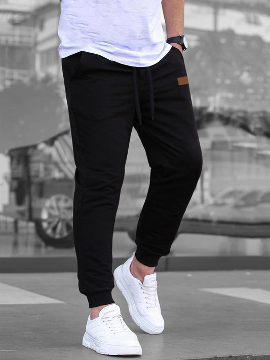 Manfinity Homme Men Patched Detail Drawstring Waist Joggers