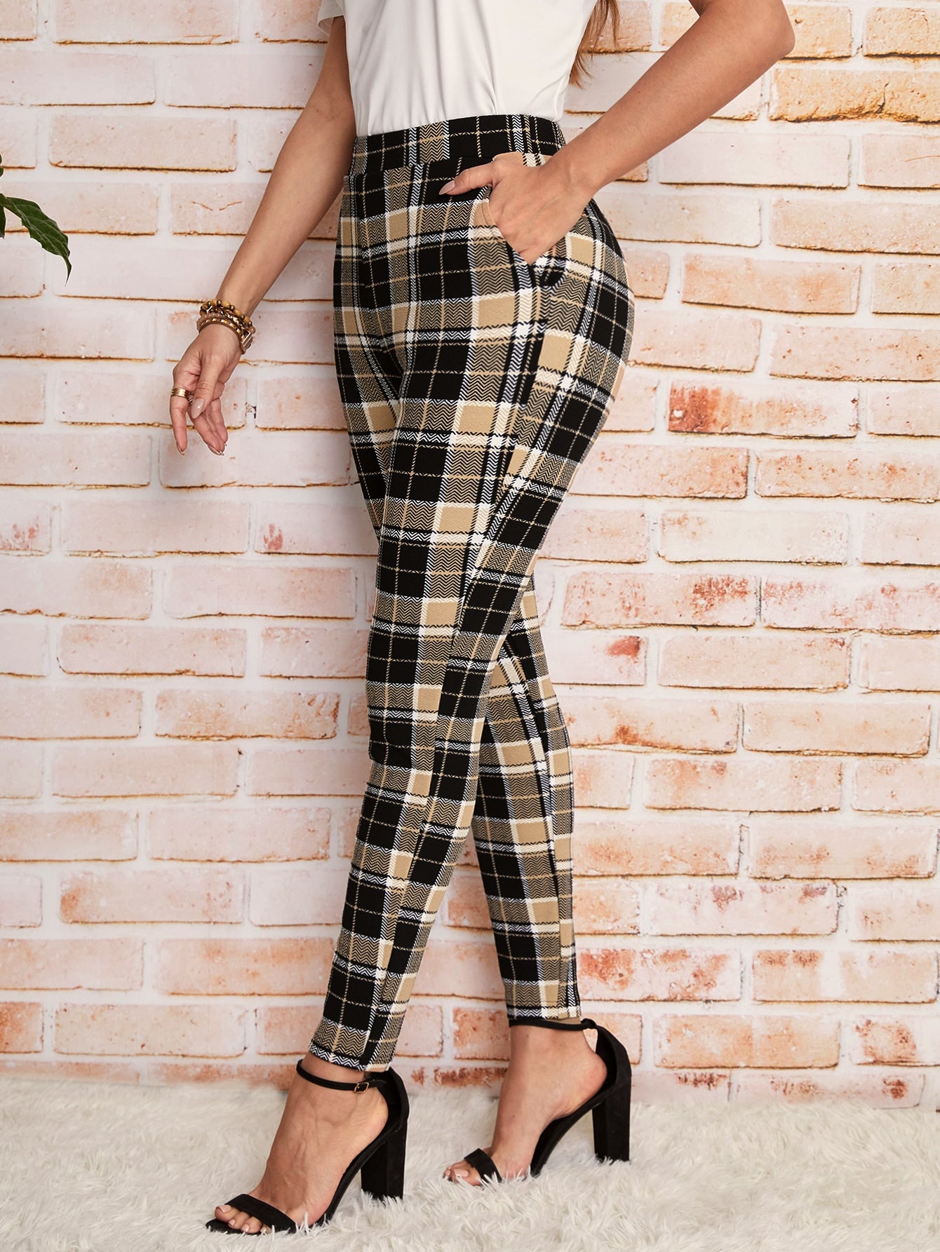 Clasi High Waist Plaid Leggings