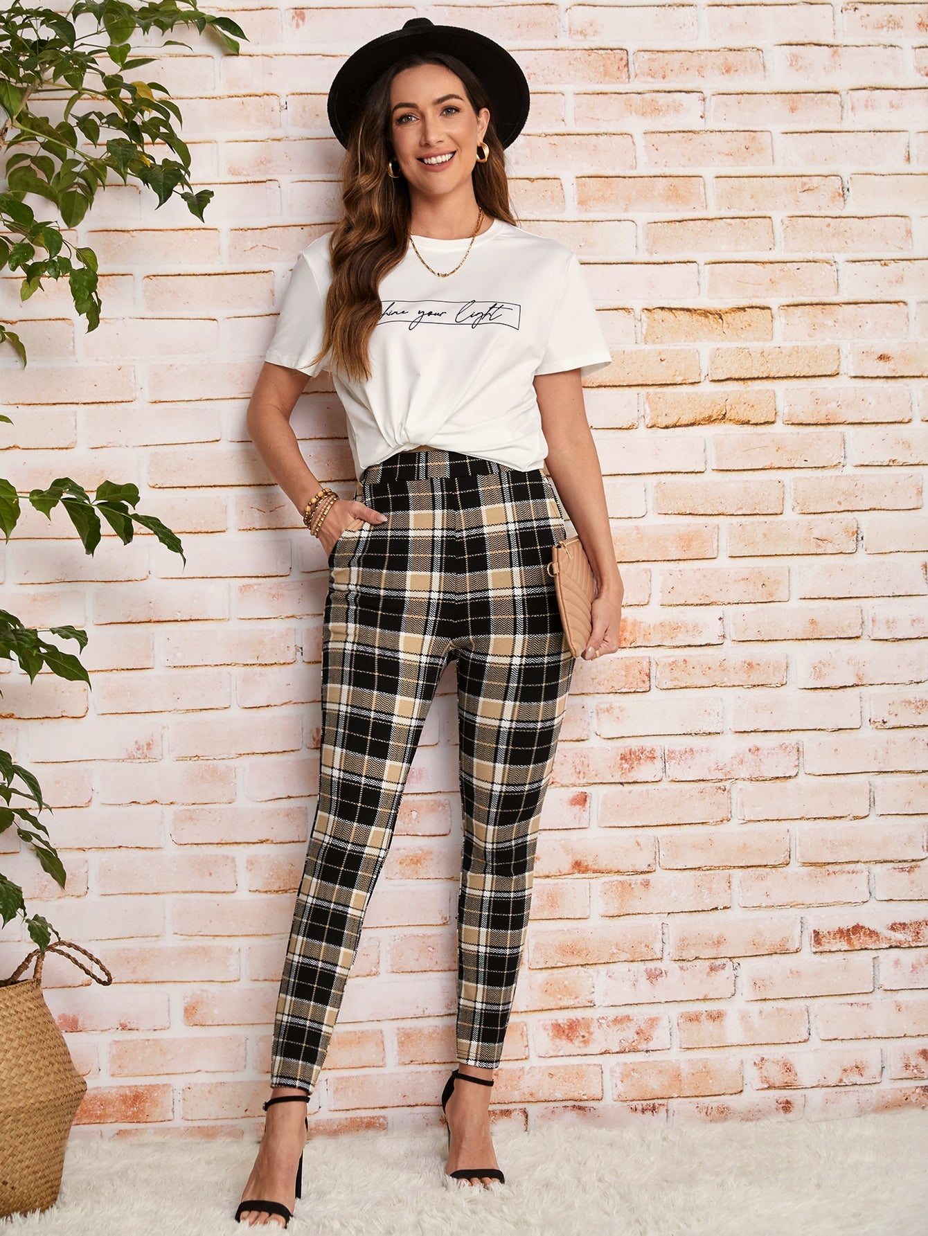 Clasi High Waist Plaid Leggings