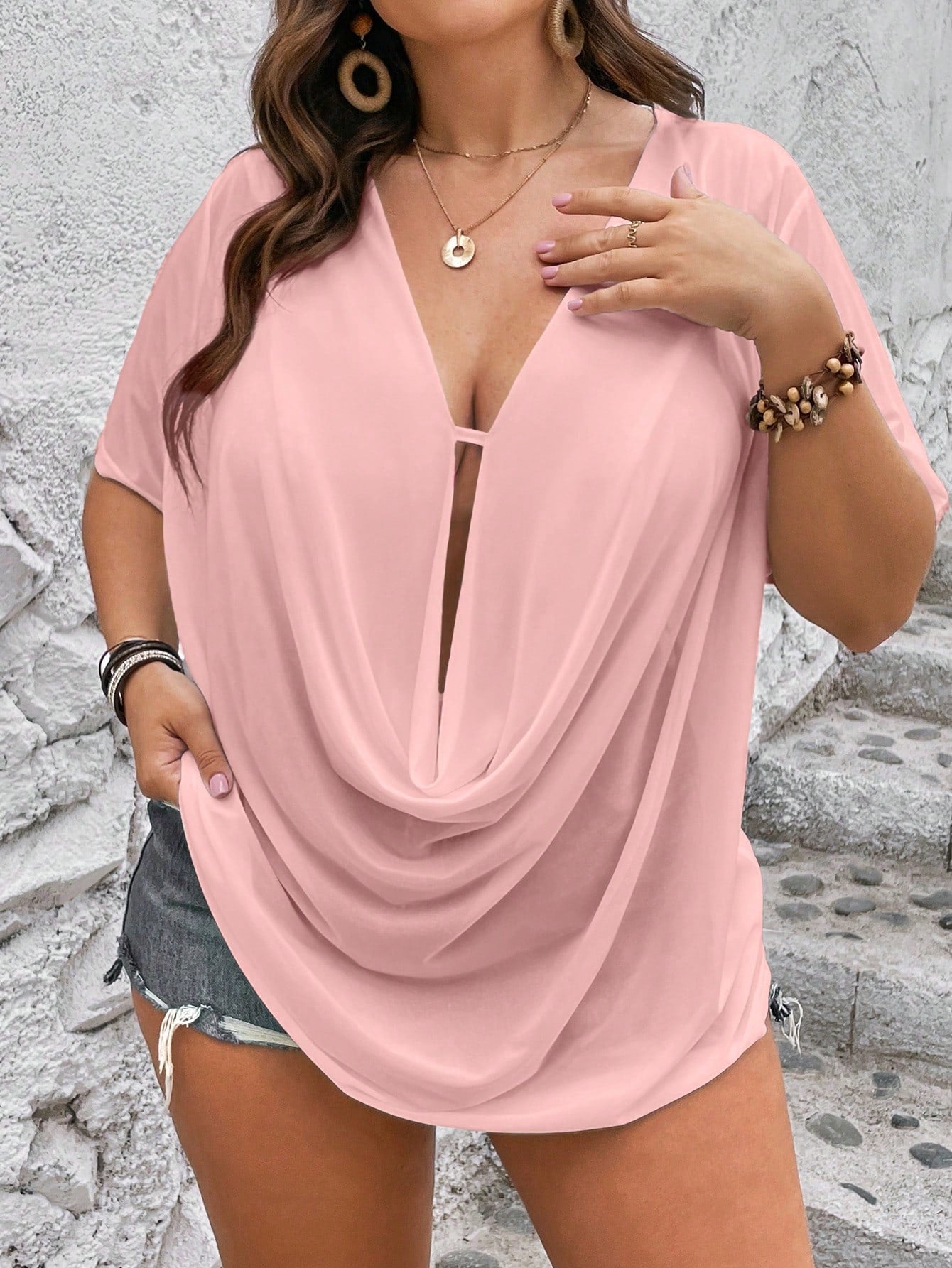 LUNE Plus Draped Front Tee