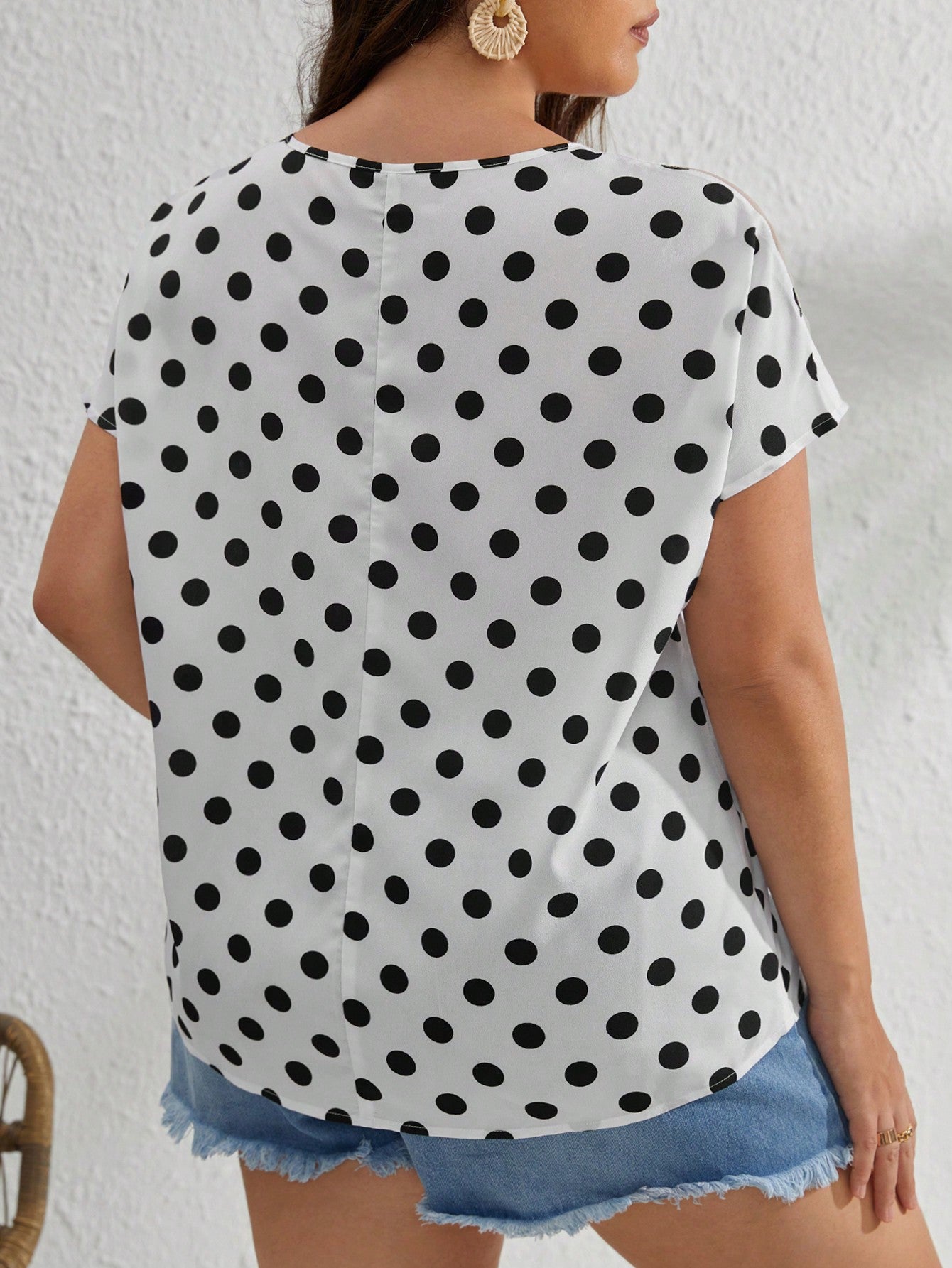 Clasi Plus Mesh Insert Polka Dot Top