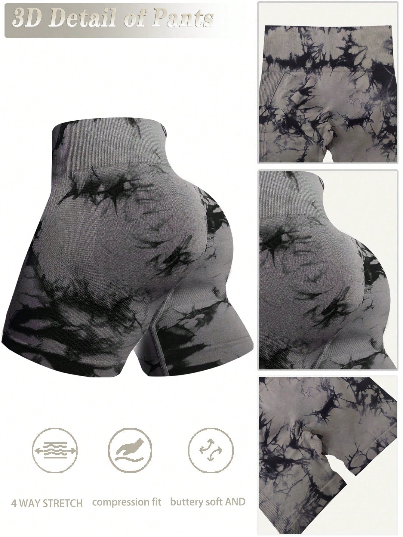 6pcs Tie Dye Wideband Waist Sports Shorts