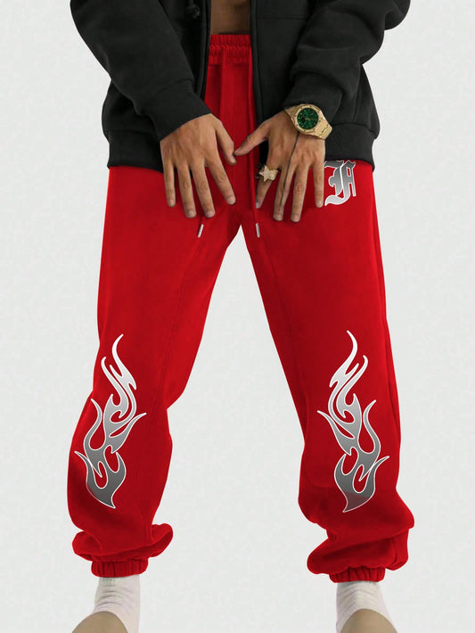 Manfinity LEGND Men'S Flame Print Drawstring Sweatpants