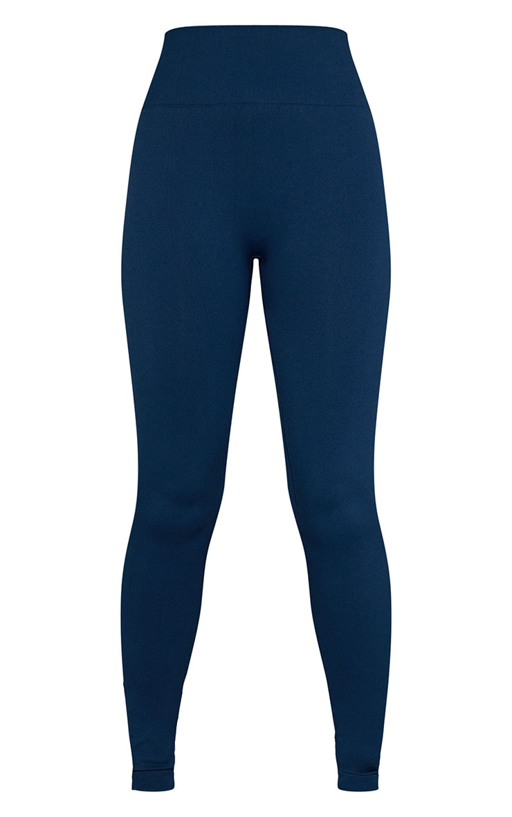 Navy Basic Seamless High Waist Gym Leggings