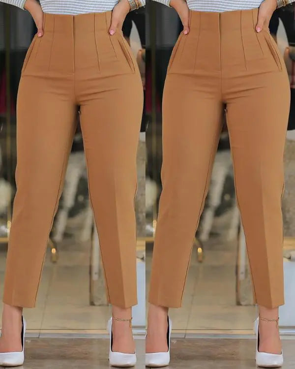 High Waist Cropped Work Pants