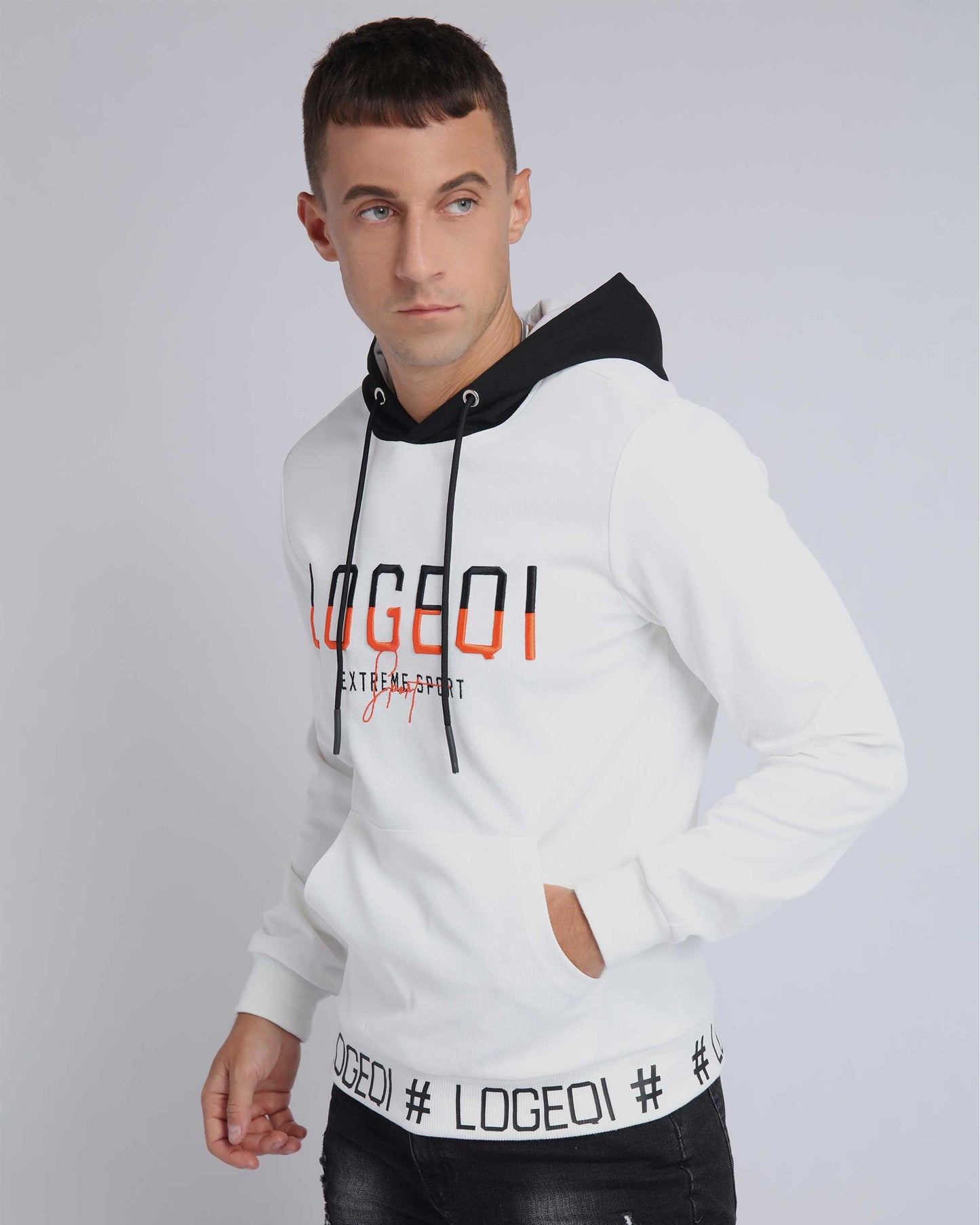 Contrast LOGEQI Logo Ribbed Hem Sweatshirt