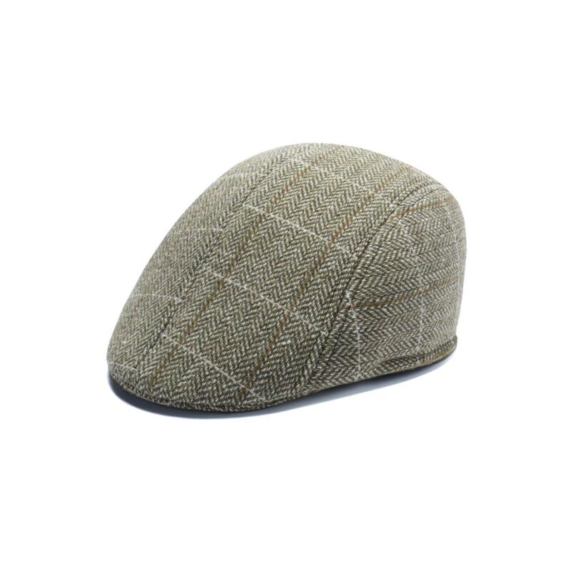 Mens Flat Cap Gatsby Tweed Baker Boy Hat Herringbone Newsboy Cap One Size