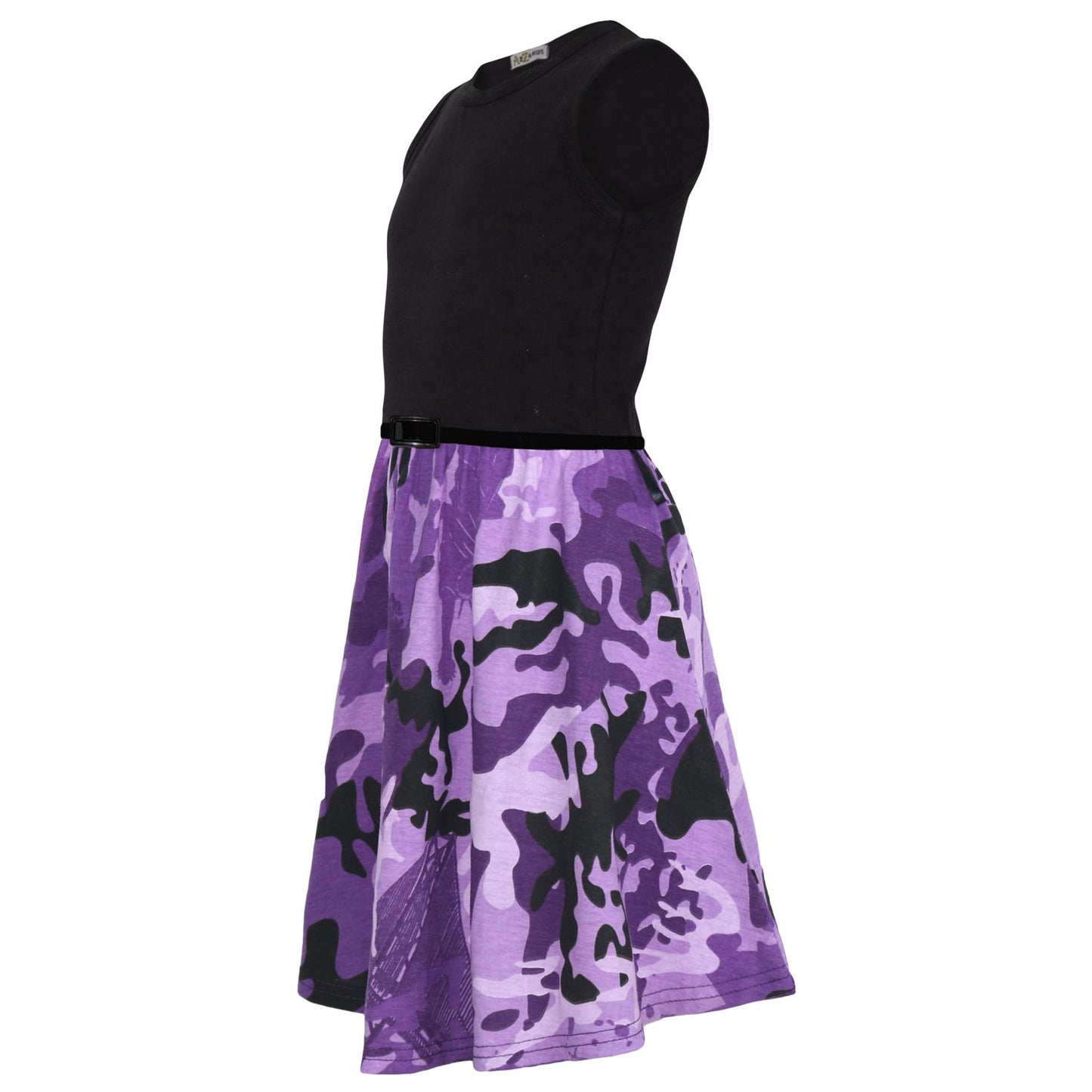 Girls Skater Dress Kids Camouflage Contrast Panel Summer Party Dresses 5-13 Year