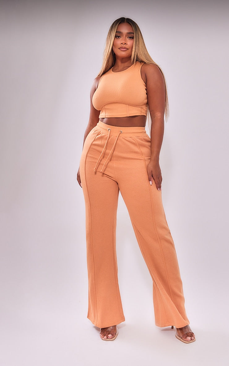 Shape Clay Binded High Waist Wide Leg Joggers