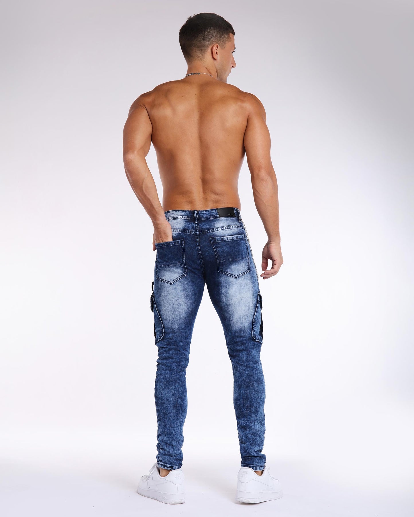 Dark Wash Workwear Slim Fit Blue Jeans