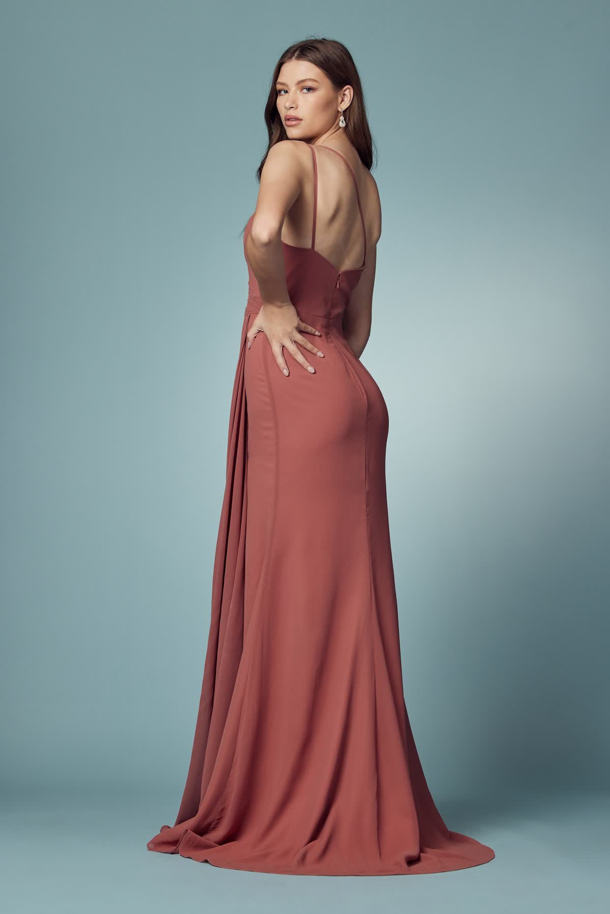 High Slit One Shoulder Long Bridesmaid & Evening Dress NXE1005-3