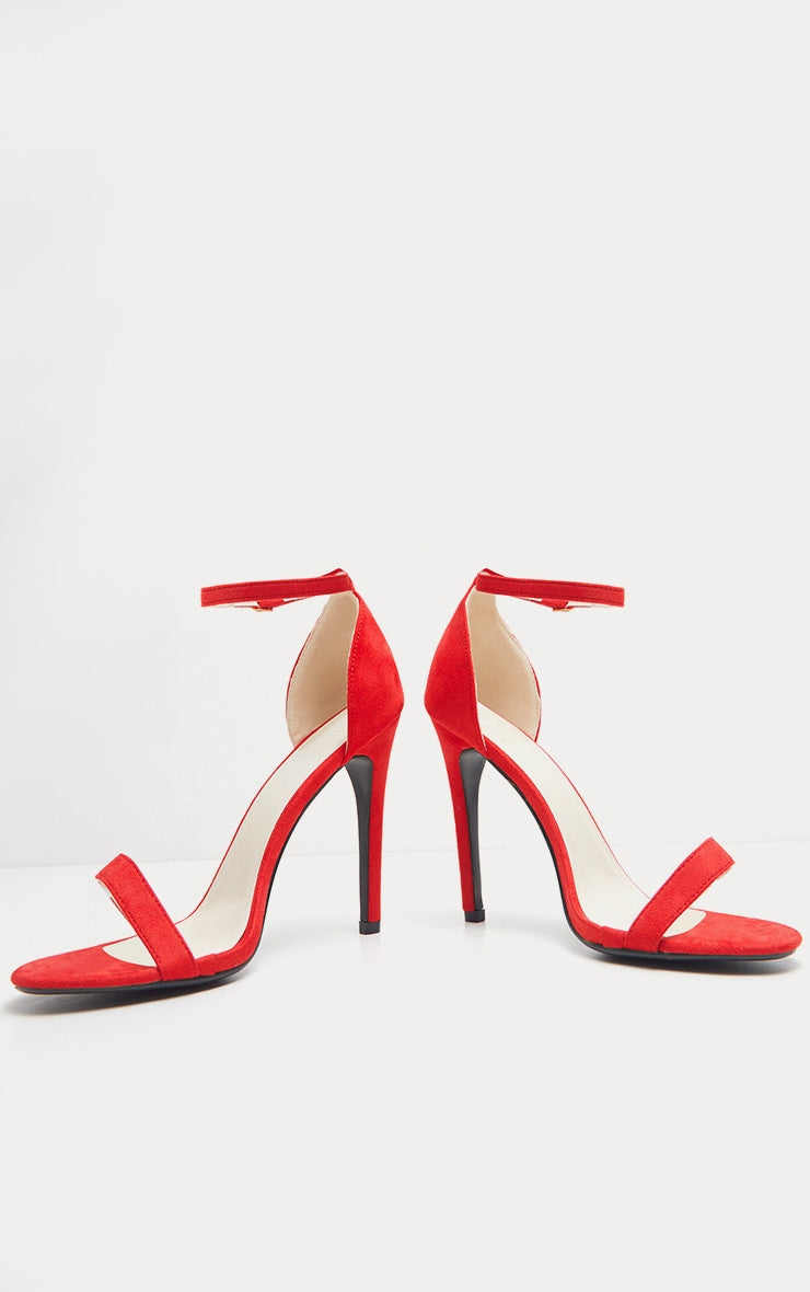 Clover Red Strap Heeled Sandals