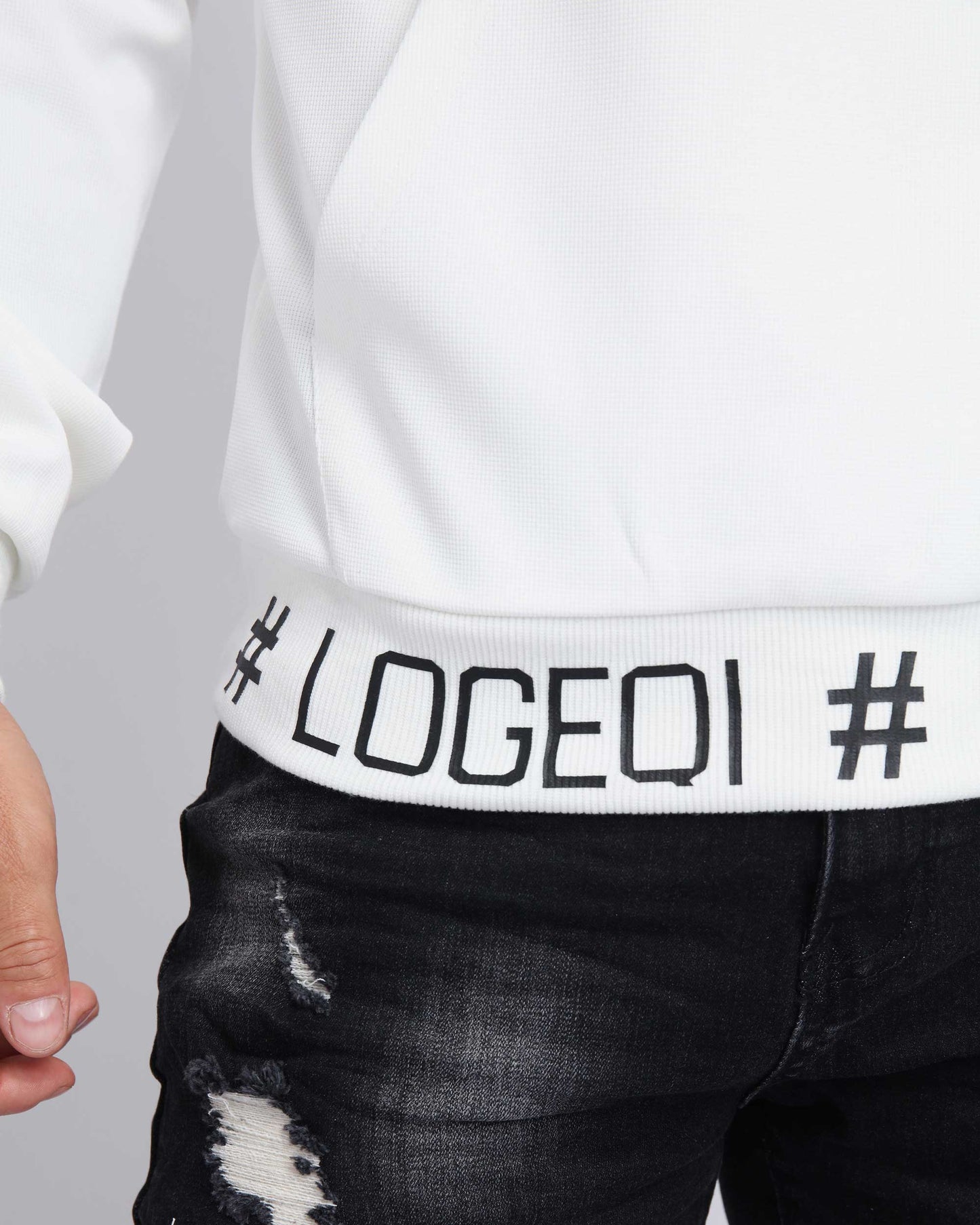 Contrast LOGEQI Logo Ribbed Hem Sweatshirt