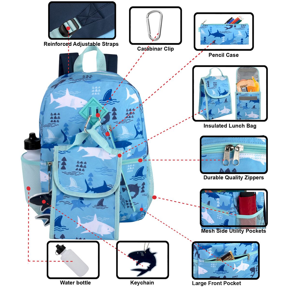 Backpack, Lunch Bag & Accessories Set