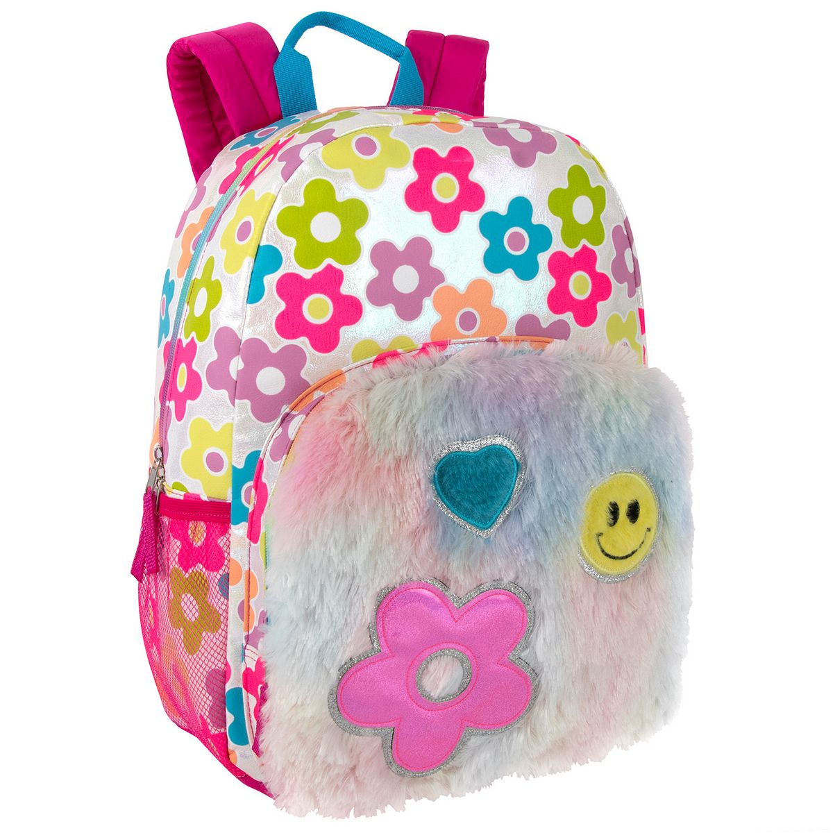 Daisy Faux-Fur Applique Backpack