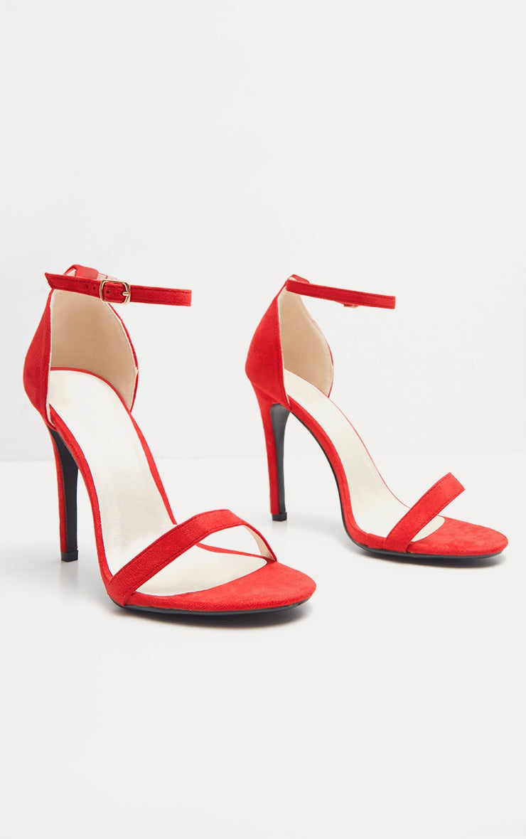 Clover Red Strap Heeled Sandals