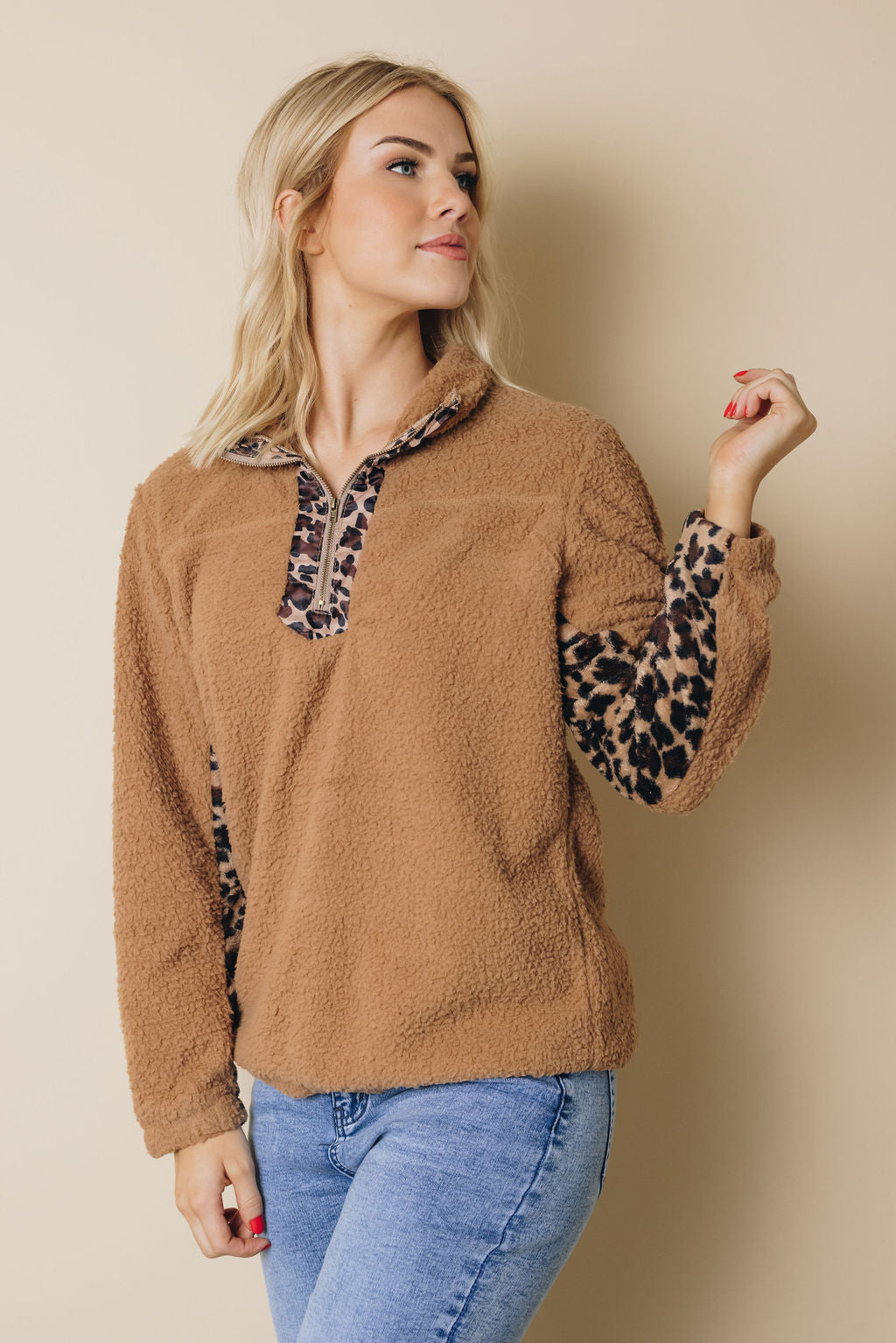 Lacole Leopard Sherpa Sweatshirt-11